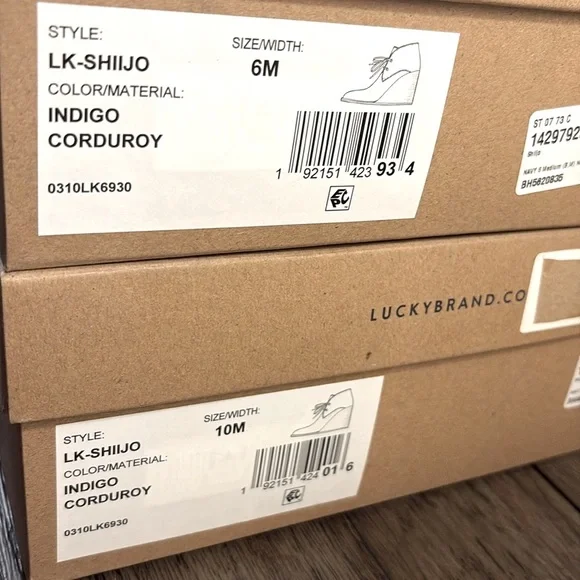 NIB [Lucky Brand] Shiijo Padded Insole Wedge Booties, Indigo Corduroy W 6 or 10 - Picture 12 of 12